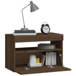 vidaXL Table de chevet avec lumières LED Chêne marron 60x35x40 cm