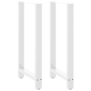 vidaXL Pieds de table de bar Blanc 2 pièces 60 x (110-111) cm Acier