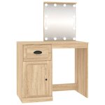 vidaXL Coiffeuse avec LED chêne sonoma 90x50x132 5cm bois d'ingénierie