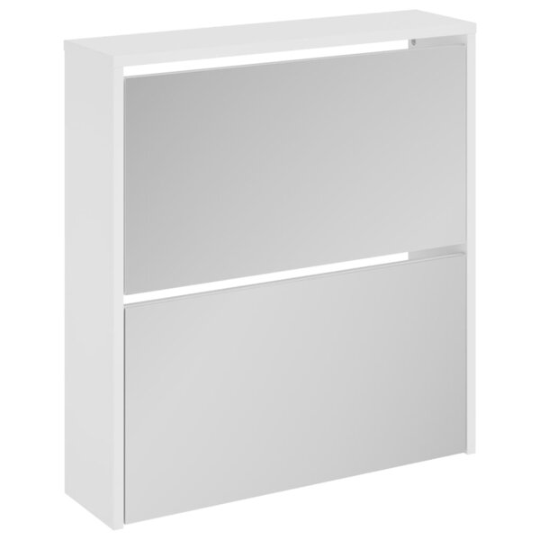 vidaXL Armoire à chaussures miroir 2 niveaux Blanc brillant 63x17x67cm