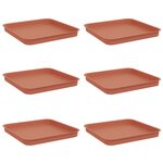 vidaXL Plateau carré à fleurs 6 Pièces Rouge brique 21 x 21 x 2 cm