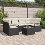 Ensemble de Canapé de Jardin 5 Pièces avec Coussins en Rattan Noir