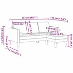 vidaXL Canapé L Crème 173x131x67 cm Velours