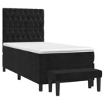 vidaXL Sommier à lattes de lit avec matelas Noir 90x200 cm Velours
