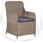 vidaXL Chaises d'extérieur et coussins lot de 2 Résine tressée Marron