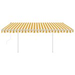 vidaXL Auvent automatique rétractable avec poteaux 4x3 5 m Jaune blanc