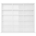 vidaXL Armoire à CD Blanc brillant 102x23x89 5 cm Bois d’ingénierie