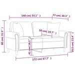 vidaXL Canapé 2 places avec oreillers bordeaux 140 cm similicuir