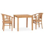 vidaXL Ensemble à manger de jardin 3 Pièces Bois de teck solide