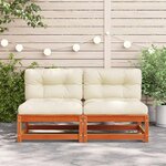 vidaXL Canapé jardin sans accoudoirs coussins cire marron massif pin