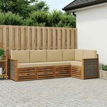 vidaXL Ensemble de canapé d'angle avec coussin 4 Pièces Naturel