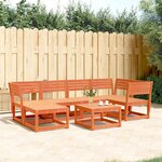vidaXL Salon de jardin 6 Pièces cire marron bois de pin massif