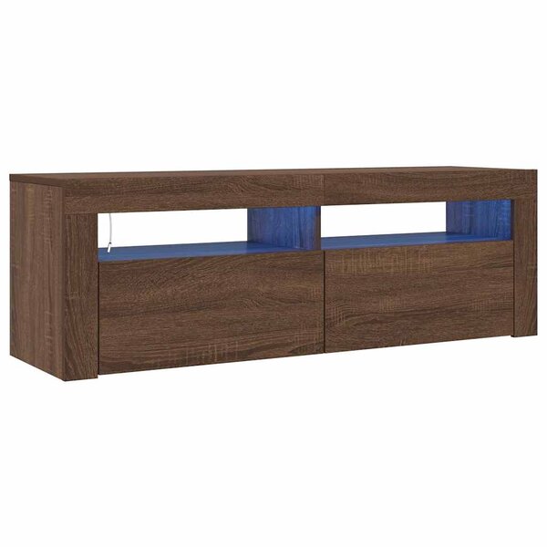 vidaXL Meuble TV avec lumières LED chêne marron 120x35x40 cm