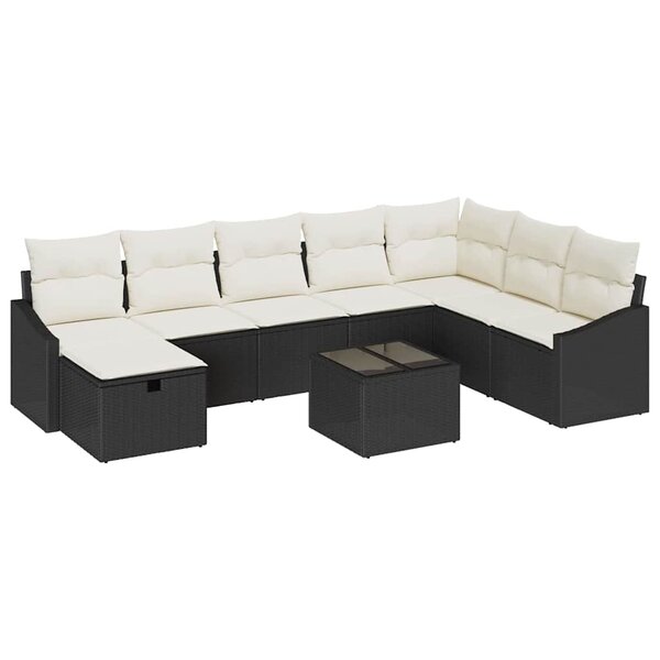 vidaXL Ensemble de canapé de jardin 9 Pièces Noir 55 x 62 x 69 cm