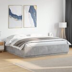 vidaXL Cadre de lit avec LED sans matelas gris béton 200x200 cm