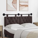 vidaXL Tête de lit suspendue Avec lumière LED Marron foncé Tissu