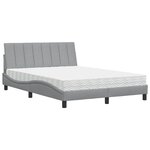 vidaXL Lit avec matelas Hanko gris clair 140x190 cm tissu