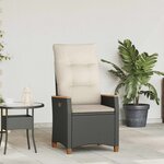 vidaXL Chaise de jardin inclinable Noir et Crème 64 x 57 5 x 112 cm