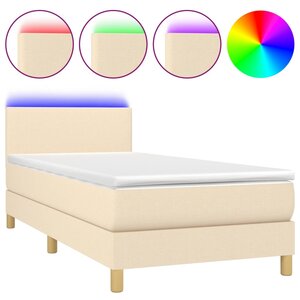 vidaXL Sommier à lattes de lit avec matelas LED Crème 80x200 cm Tissu