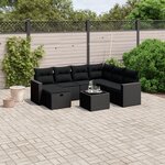 vidaXL Salon de jardin 8 Pièces avec coussins noir résine tressée