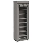 vidaXL Armoire à chaussures avec housse Gris 57x29x162 cm Tissu