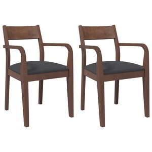 vidaXL Chaises à manger coussins 2 Pièces marron bois massif caoutchouc