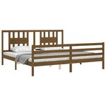vidaXL Cadre de lit avec tête de lit marron miel 200x200cm bois massif