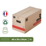 Pack and Move - Lot 50 Cartons Déménagement Premium - 60 X 25 X 25 Cm - Extrême Résistance 25 KG - Réutilisables - Double Épaisseur - Poignées Renforcées - 3 Adhésifs Offerts