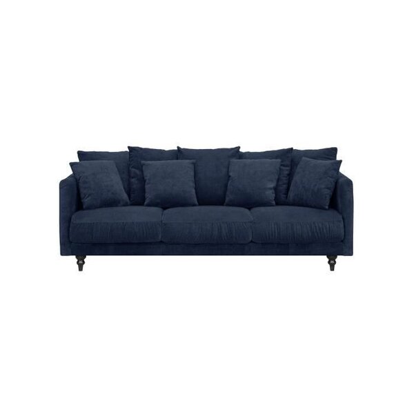 Canapé droit fixe 4 places - Tissu bleu - Classique - L 212 x P 93 cm - CONSTANCE