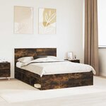 vidaXL Cadre de lit Chêne fumé 135 x 190 cm Pin massif