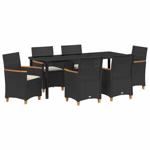 vidaXL Ensemble de salle à manger pour jardin 7 pc Noir polyrotin