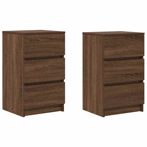 vidaXL Tables de chevet avec 3 tiroirs 2 Pièces chêne marron 39x35x65 cm