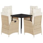 vidaXL Ensemble à manger de jardin avec coussins 5Pièces Beige poly rotin
