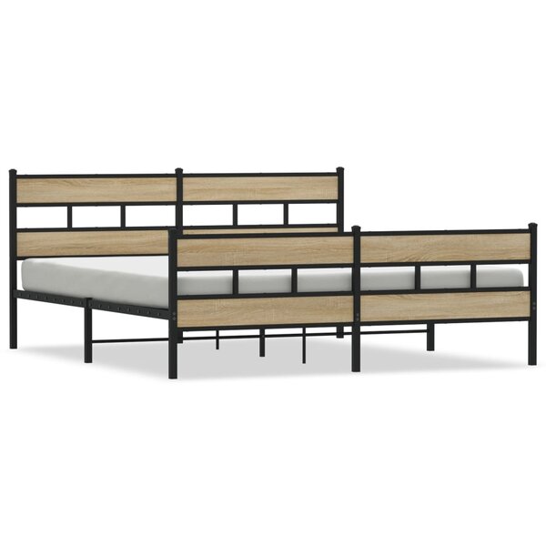 vidaXL Cadre de lit en métal sans matelas chêne sonoma 193x203 cm
