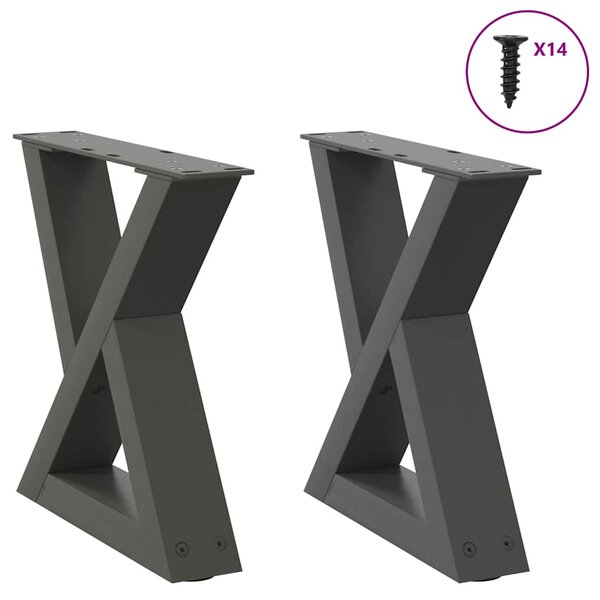 vidaXL Pieds de table basse 2 pièces Anthracite 40 x (30-31 3) cm Acier