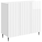 vidaXL Buffet Blanc brillant 89 x 34 5 x 82 cm Bois d'ingénierie