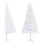 vidaXL Sapin de Noël artificiel d'angle Blanc 210 cm PVC