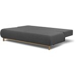 Banquette convertible 3 places MIKA - Tissu gris - Coffre de rangement - 192 x 84 x 93 cm