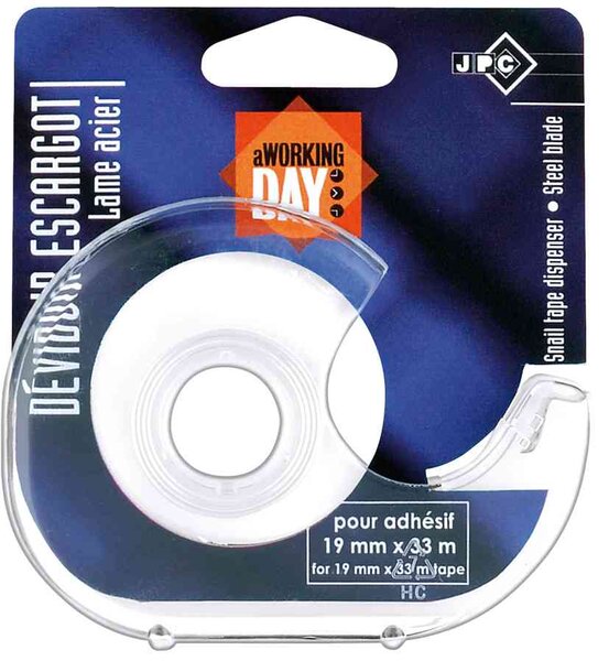 Dévidoir manuel transparent plastique pour rouleau 19mm x 33m vide jpc