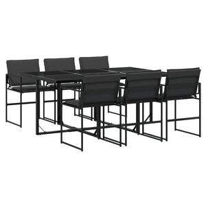 vidaXL Ensemble à manger de jardin 7 Pièces avec coussins noir textilène