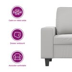 vidaXL Canapé à 2 places Gris clair 140 cm Tissu microfibre