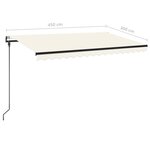 vidaXL Auvent rétractable automatique 450x300 cm Crème