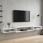 vidaXL Meuble TV mural Montage mural Blanc 220 x 28 x 21 cm