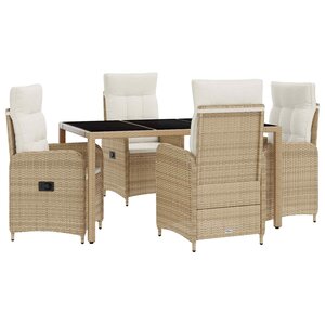 vidaXL Ensemble de repas extérieur 5 Pièces Beige et blanc crème