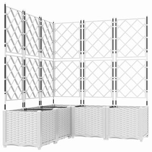 vidaXL Bac à fleurs avec Treillis 5 Pièces Blanc 120 x 120 x 143 cm PP