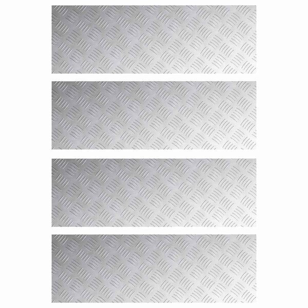 vidaXL Nez de marche Rectangulaire 4 Pièces Argenté 90 x 30 cm Aluminium