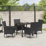 vidaXL Ensemble de salle à manger pour jardin 5 Pièces Noir Poly rotin