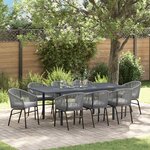 vidaXL Ensemble de salle à manger pour jardin 9 pc Gris polyrotin