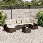 vidaXL Salon de jardin 8 Pièces avec coussins marron résine tressée