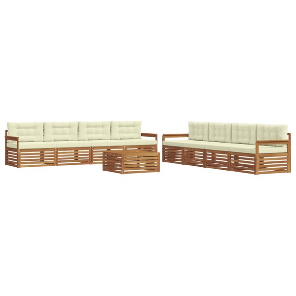 vidaXL Ensemble de canapés d'extérieur 9 pc Naturel et Crème